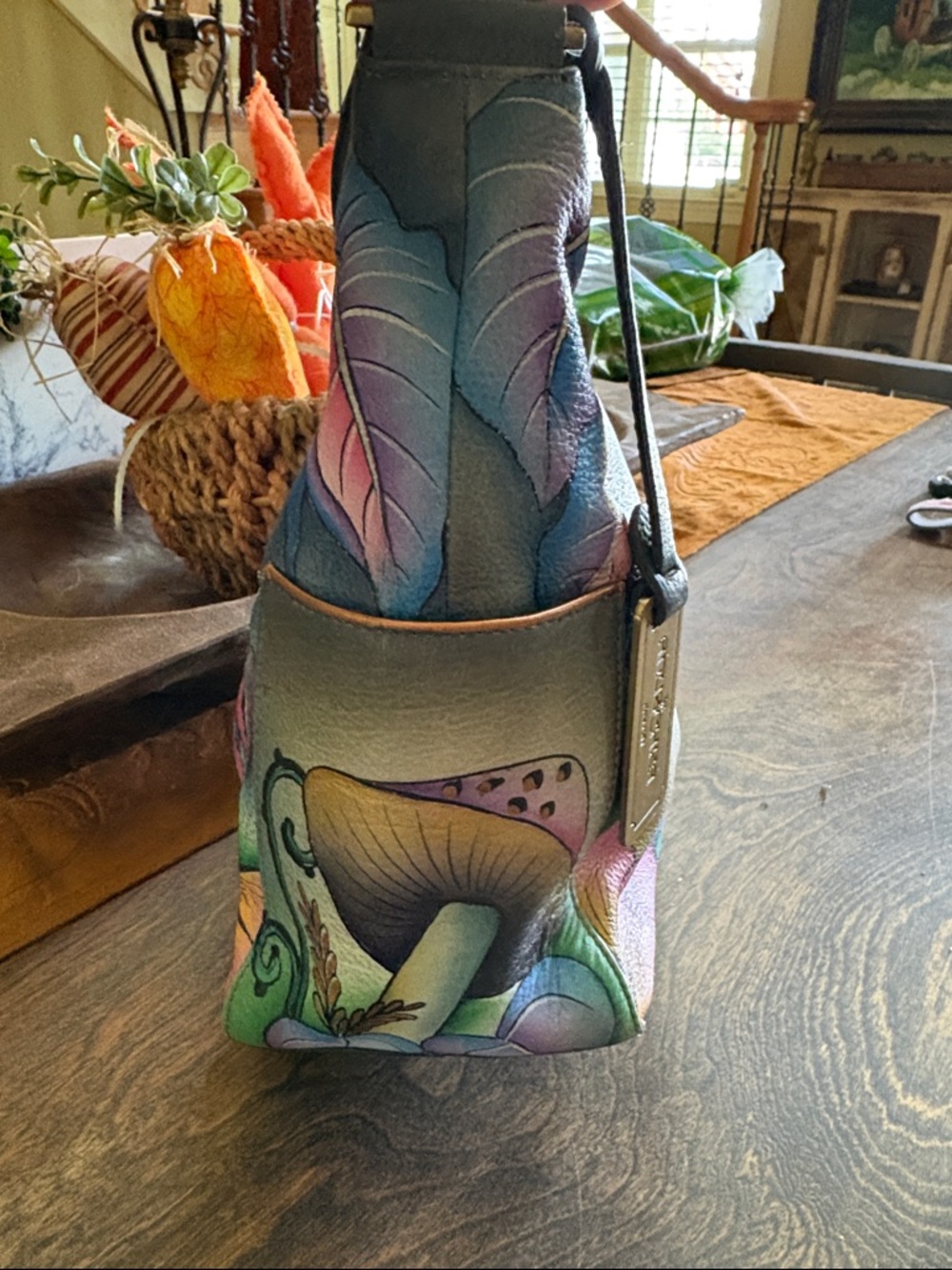 Anuschka Hand-Painted Cat Garden Shoulder Bag - Picture 4 of 16